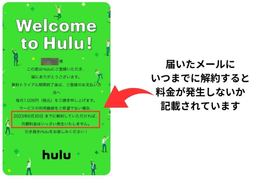 Hulu メール 解約期間