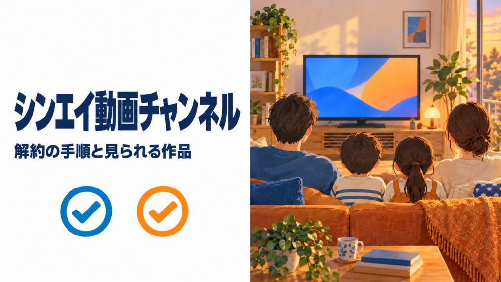 リビングのテレビでアニメを見る家族の後ろ姿
