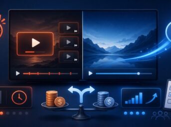 Prime Videoの広告ありと広告フリーを、広告による時間ロスや追加料金、視聴頻度で比較したイメージ
